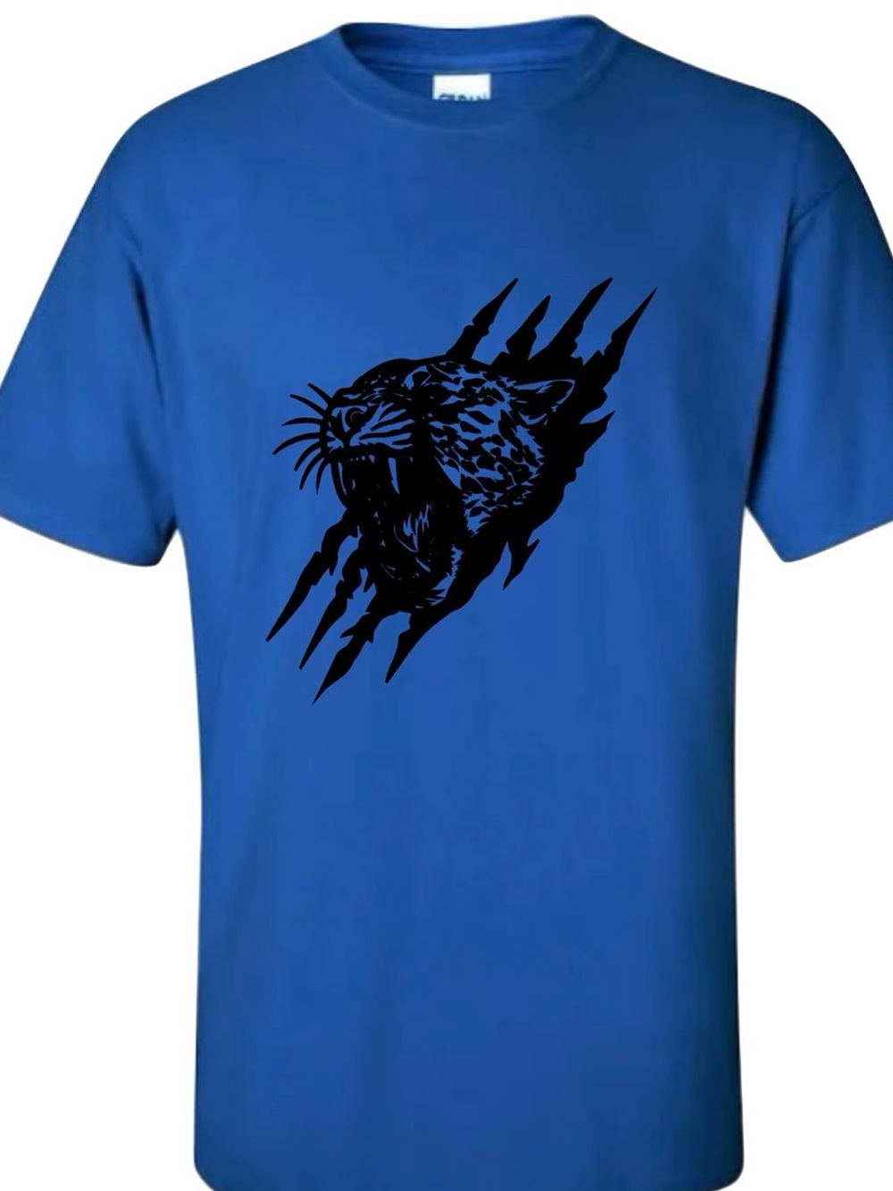 Gildan Royal Blue Short-Sleeve Tee with Black Panther Claw Graphic